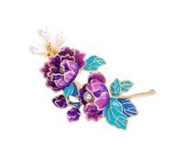 Beimus Broche élégante en forme de pivoine pour femme avec perles émaillées et ornements, accessoire de bijoux pour banquet ou, Size 5.5x3.4cm/2.17x1.34inch, Métal