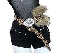 Beimus Ceinture encouragée en coton troublé avec construction en cuir synthétique souple pour tous les jours Ceinture en cuir troublé pour femme, imprimé léopard, taille unique