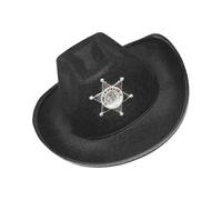 Beimus Chapeau de fête élégant avec motifs hexagonaux en tissu respirant confortable pour fête occidentale en plein air festival chapeau de cowboy unisexe avec ajustement réglable et décoration étoile