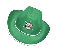 Beimus Chapeau de fête élégant avec motifs hexagonaux en tissu respirant confortable pour fête occidentale en plein air festival chapeau de cowboy unisexe avec ajustement réglable et décoration étoile