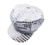 Beimus Chapeau de fête unisexe argenté scintillant pour jeux de rôle, événements festifs, port sécurisé, chapeau pratique en polyester pour cosplay, théâtre respirant