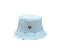 Beimus Chapeau de pêcheur en forme de cœur brodé accrocheur léger pour femmes et filles, décontracté, activités de plage, chapeau cloche en coton pour femme, bleu clair, M