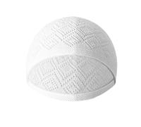 Beimus Chapeau de prière musulman en coton tricoté décontracté pour homme religieux pour adultes femmes hommes musulmans à la mode, blanc, taille unique