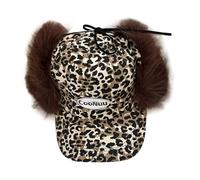 Beimus Chapeau de trappeur en fausse fourrure épaisse russe Ushanka Casquette de baseball d'hiver avec cache-oreilles chauds, couvre-chef élégant pour temps froid, Kaki brodé, taille unique