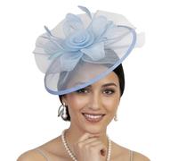 Beimus Chapeau Derby en tulle pour femme avec 7 choix de couleurs, bleu clair, Taille unique