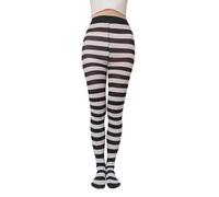 Beimus Collants rayés élastiques respirants pour femme - Legging de Noël - Bas de cuisse pleine longueur - Legging pour femme - Halloween, Noir et blanc large, taille unique