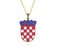 Beimus Collier avec pendentif géométrique Croatie - Chaîne de clavicule - Longueur réglable - Accessoires de bijoux - Carte ethnique, One Size, Comme décrit, Comme décrit.