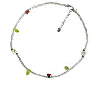 Beimus Collier de perles colorées style printemps coréen avec marguerites et cerises - Chaîne réglable pour rendez-vous et soirée, 3.9x1.17in, Perles