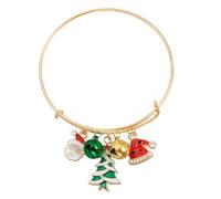 Beimus Élégant bracelet de vacances avec breloque chapeau de Noël et ruban métallique pour célébrations du Nouvel An, breloque légère de vacances, taille unique, Comme décrit