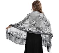 Beimus Élégant châle pour femme - Écharpe pour robe de soirée - Style éthique - Longue écharpe pour invités de mariage ou demoiselle d'honneur - Foulard multifonction, gris, taille unique