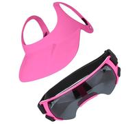 Beimus Ensemble lunettes et chapeau de soleil pour chien - Casque de cyclisme pour animaux de compagnie - Lunettes d'extérieur pour petits médias