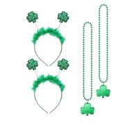 Beimus Ensemble serre-tête et colliers en forme de trèfles verts doux et confortables pour adultes