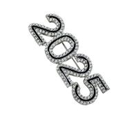 Beimus Épinglette fantaisie 2025 avec strass en cristal - Pour le Nouvel An, Size Approx.1.9x5.4cm0.75x2.13inch, Métal