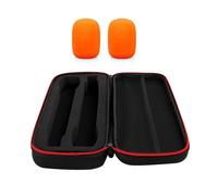 Beimus Étui de rangement pour microphone - Double poche - Avec pare-brise - Pour karaoké, chant, fête, accessoire, Couleur orange.