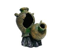 Beimus Fontaine artificielle sur le thème des ruines sous-marines - Double plan de grotte - Abri permanent en résine - Décoration pour aquarium