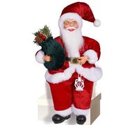 Beimus Grande figurine de Père Noël assis de 30,5 cm - Décoration de Noël robuste pour l'intérieur et l'extérieur - Décoration de Noël robuste pour réunions de famille