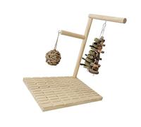 Beimus Jouet à mâcher avec corde suspendue en bois naturel et boule d'herbe comestible pour lapins