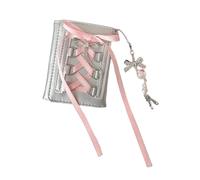 Beimus Korean Styles Short Purse Card Holder Small Wallet PU Leather Coin Silver Stylish Change for Daily Small Wallets Stylish Short PU Leather Change Purse Silver Card Case