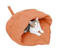 Beimus Lit confortable pour chats en tissu lavable avec motif feuilles Sac de couchage pour animal domestique pour l'hiver