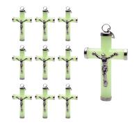 Beimus Lot de 10 crucifix catholiques en métal brillant dans le noir pour colliers et bracelets, Length 4.8cm Width 2.8cm, Métal