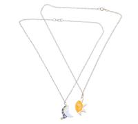 Beimus Lot de 2 colliers élégants en alliage avec pendentif soleil et lune pour couple - Bijoux pour le quotidien et les fêtes, Size Approx. 1.61x1.34inch4.1x3.4cm, Métal