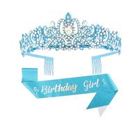 Beimus Lot de 2 diadèmes de fête d'anniversaire avec strass et serre-tête pour femme, 9.75x7.8in, alliage strass tissu