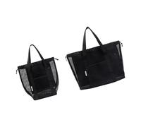 Beimus Lot de 2 sacs de douche en maille pour voyage - Paniers de rangement pour produits de toilette secs et humides, Couleur : noir., 20cm x 20cm x 2cm