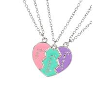 Beimus Lot de 3 colliers d'amitié avec puzzle en forme de cœur symbolisant le lien portable pour les femmes à la mode et à la mode, 10cm x 6cm x 1cm, Métal