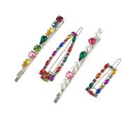 Beimus Lot de 4 pinces à cheveux avec strass étincelants colorés - Accessoires de cheveux pour femmes et filles
