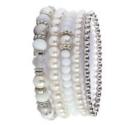 Beimus Lot de 5 bracelets extensibles en perles de cristal étincelantes pour styles individuels, SizeApprox.17.5cm/6.88inches, Perles