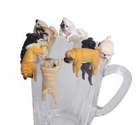 Beimus Lot de 6/8 figurines créatives en forme d'animal pour suspendre des gobelets, des chats et des chiens, ornements miniatures pour verres à vin, marqueurs de boissons, 6cm, Polychlorure de vinyle