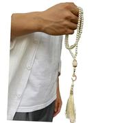 Beimus Lot de 99 perles Sibha pour prière musulmane pour les islams, utilisation et tranquillité à la recherche d'individus, cadeau religieux, Sibha accessoires religieux de prière, blanc, taille