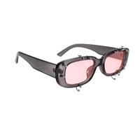 Beimus Lunettes de soleil punk avec rivets métalliques UV400 Verres polarisés rétro Streetwear Lunettes de protection solaire pour festival de musique, Poudre de cadre gris Sl