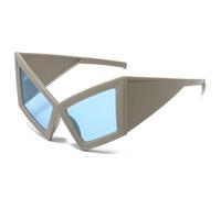 Beimus Lunettes de soleil tendance hip-hop pour fêtes de plage et festival de musique avec protection UV400 et monture irrégulière, lunettes de soleil, Cadre gris Film bleu