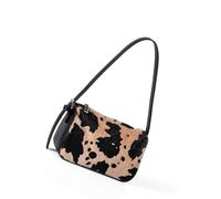 Beimus Modern Cow Design Shoulder Bag Polyester Handbag Comfortable Strap Compact Underarm Purse for Women Casual Cow Print Bag