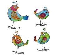 Beimus Oiseau en verre teinté pour jardin, meubles de bureau, décoration créative faite à la main, sculptures d'oiseaux en métal