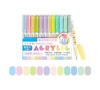 Beimus Paquet De 12 Stylos Marqueurs Acryliques Brillants Pour Écriture Multi-surfaces Encres Liquides Non-stop Technologie Stylo Acrylique De Qualité Artiste