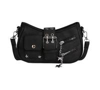 Beimus Sac à main décontracté en coton avec ceinture réglable en polyuréthane compact pour un usage quotidien dense contre l'usure, Noir , One Size