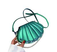 Beimus Sac à main en chaîne de perles pour femme - Sac à bandoulière en polyuréthane - Pour fête, bal de fin d'année, sac à main en forme de coquillage - Bandoulière en polyuréthane, Vert