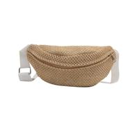 Beimus Sac de poitrine pour femme, sac banane en paille tissée avec sangle réglable, sac de poitrine à bandoulière pour les voyages et un usage quotidien, blanc