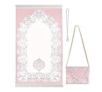 Beimus Tapis de prière musulmane avec perles, pompons et sac de voyage, tapis de prière islamiques pour femmes et hommes