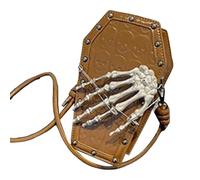 Beimus Womens Small Crossbody Bag Punk Rivet Halloween Purse Phone PU Leather Shoulder Skull Hand Messengers Women Phone Pu Shoulder Skull Hand Messenger Halloween Crossbody