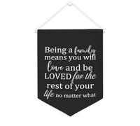 Being A Family Means You Will Love And Be Loved for The Rest of Your Life Bannière en toile 30,5 x 40,6 cm à suspendre au mur pour décoration murale pour chambre à coucher, chambre d'enfant