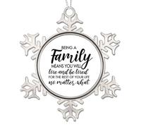 Being A Family Means You Will Love And Be Loved for The Rest of Your Life No Matter What Christmas Ornament Metal Snowflake for Christmas Tree Decoration Winter Memorial New Year