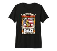 Being A Firefighter is an Honor Being A Dad American Flag T-Shirt Haut de Gamme