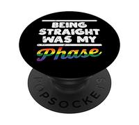 Being Straight Was My Phase Gay Rainbow Pride Flag LGBTQ PopSockets PopGrip Interchangeable