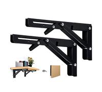 Beinhome 2PCS Support d' Étagères Pliable 250mm Équerre Pliante Étagère Murale Support Pliante Robuste Noir Support Console Pliable pour Table Etagere Murale 50KG Porteur