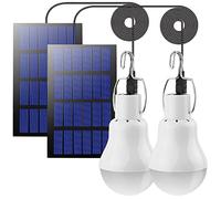 Beinhome Ampoules Solaires LED Lampe Extérieur Lot de 2 Lampe Suspendue avec Panneau Solaire 3W, éclairage pour Extérieur Interieur Camping Randonnée Poulailler Jardin