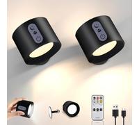 Beinhome Applique Murale Intérieur avec Télécommande Lot 2, Touch Lampe Murale LED sans Fil, rechargeable Batterie 2000mAh, Rotative à 360°, Luminosité Réglable, USB-C Lampe per Chambre Chevet