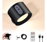 Beinhome Applique Murale Intérieur avec Télécommande, Touch Lampe Murale LED sans Fil, rechargeable Batterie 2000mAh, Rotative à 360°, Luminosité Réglable, USB-C Lampe per Chambre Chevet